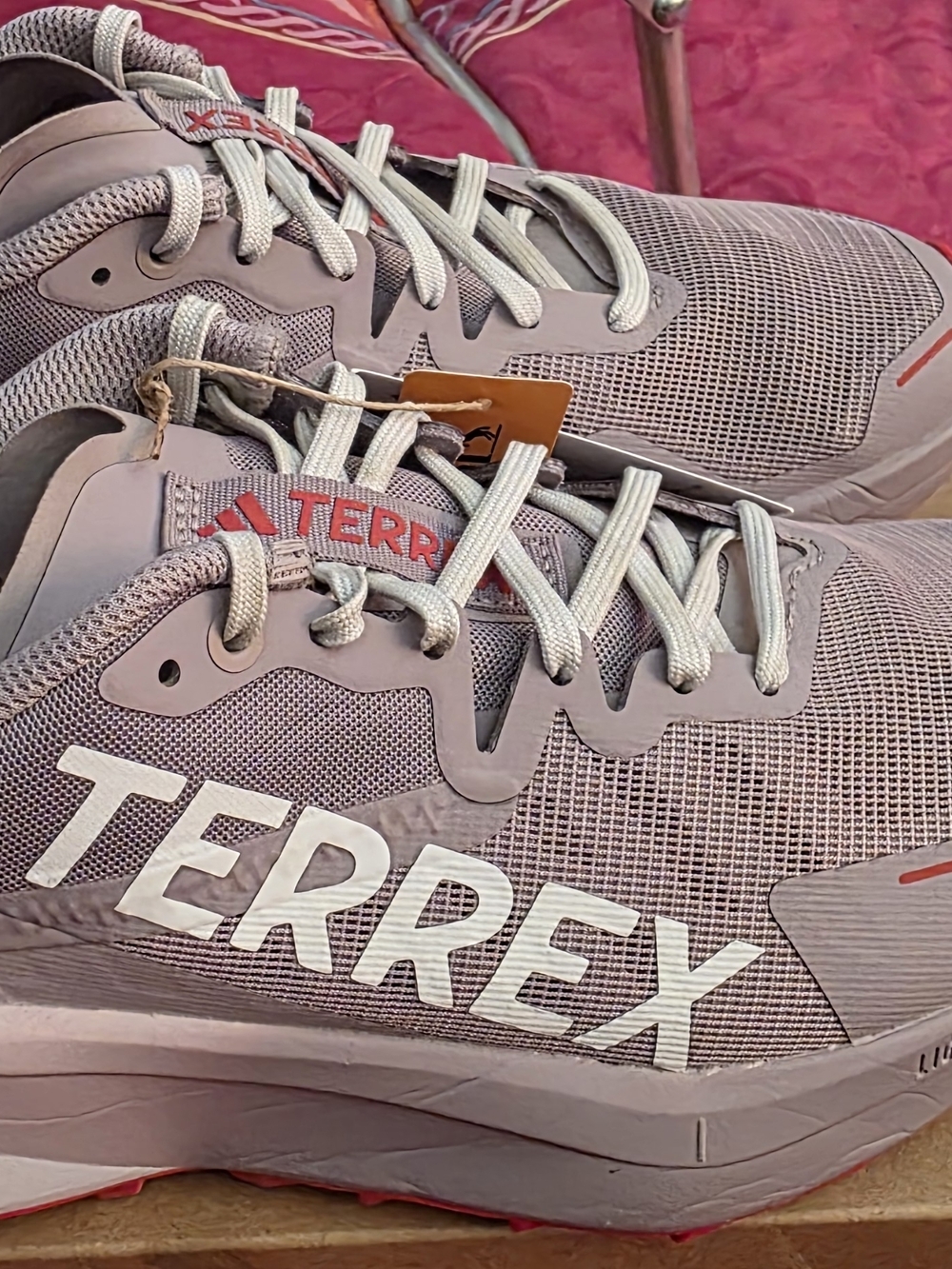 New Adidas Originals TERREX Sneakers in Light Pink with Red Accents 8.5 Women